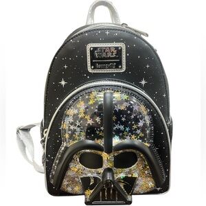 Loungefly Star Wars Silver & Gold Glitter Darth Vader Mini Backpack